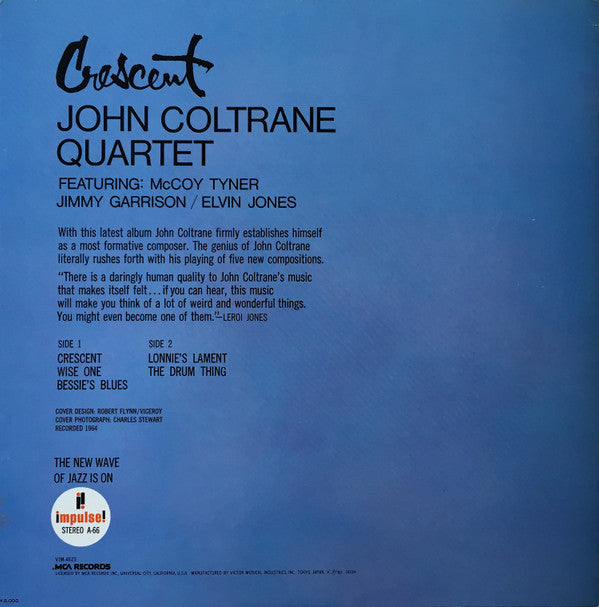 The John Coltrane Quartet - Crescent (Vinyl, LP, Album, Reissue, Stereo) Very Good Plus (VG+) / Very Good Plus (VG+)