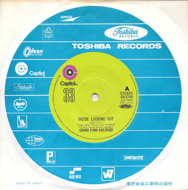 Grand Funk Railroad - Inside Looking Out (Vinyl, 7", 33 ⅓ RPM, Single, Stereo) Very Good (VG) / Good (G)