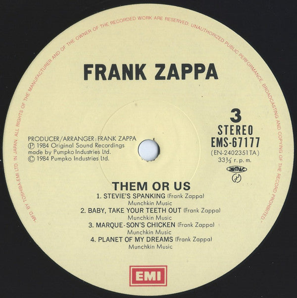 Frank Zappa - Them Or Us (2xVinyl, LP, Album) Very Good Plus (VG+) / Very Good Plus (VG+)