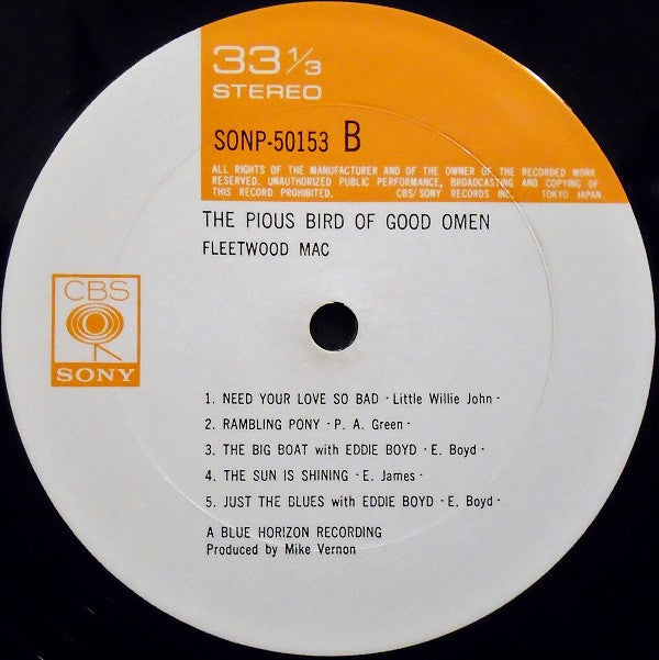 Fleetwood Mac - The Pious Bird Of Good Omen (Vinyl, LP, Compilation, Misprint) Very Good (VG) / Poor (P)