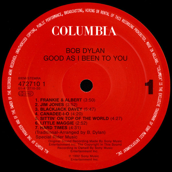 Bob Dylan - Good As I Been To You (Vinyl, LP, Album, Stereo)
