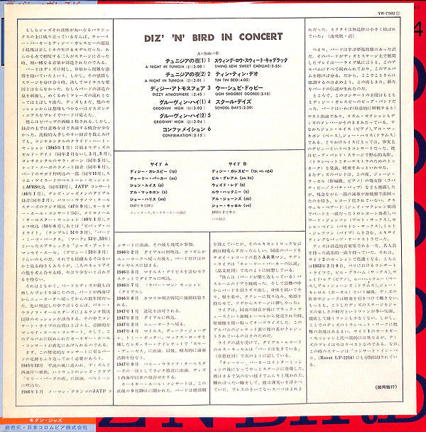 Dizzy Gillespie - Diz 'N' Bird In Concert (Vinyl, LP, Album, Compilation, Reissue, Mono) Very Good Plus (VG+) / Very Good Plus (VG+)