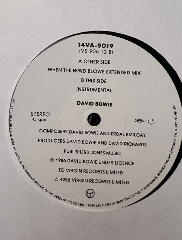 David Bowie - When The Wind Blows (Vinyl, 12", 45 RPM) Very Good (VG) / Good Plus (G+)
