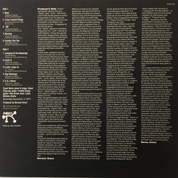 Oscar Peterson - "Satch" And "Josh" (Vinyl, LP, Album, Stereo) Very Good Plus (VG+) / Very Good (VG)