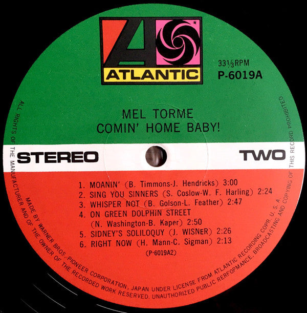 Mel Tormé - Comin' Home Baby! (Vinyl, LP, Album, Reissue, Stereo) Very Good Plus (VG+) / Very Good (VG)