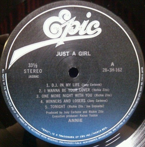 Annie (6) - Just A Girl = ジャスト・ア・ガール (Vinyl, LP, Album, Stereo) Very Good Plus (VG+) / Very Good Plus (VG+)