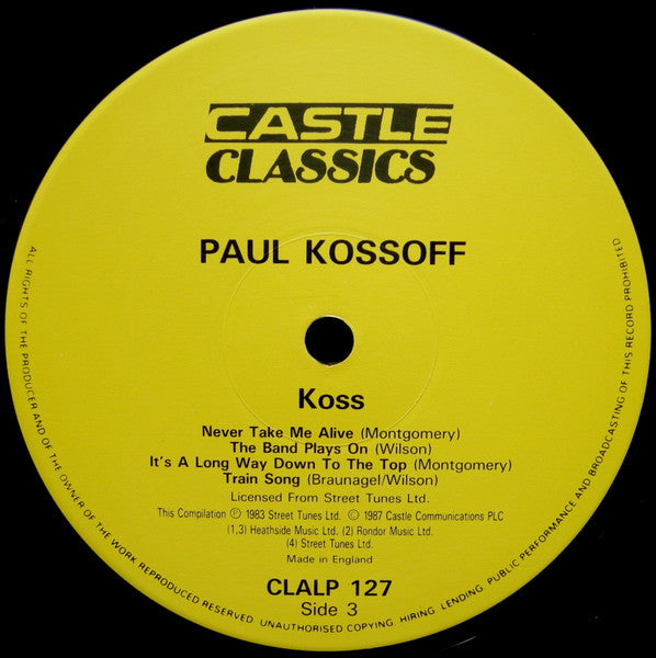 Paul Kossoff - Koss (2xVinyl, LP, Compilation, Reissue) Very Good Plus (VG+) / Very Good (VG)