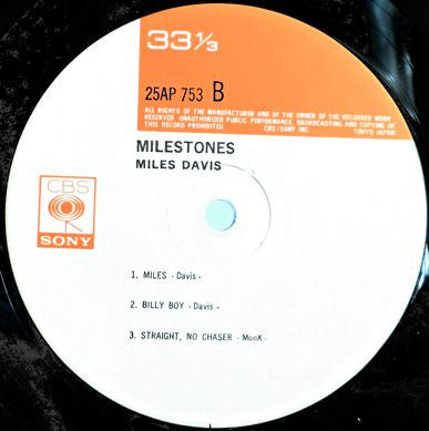 Miles Davis - Milestones (Vinyl, LP, Album, Mono, Reissue)