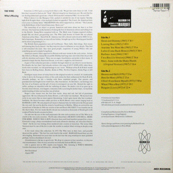 The Who - Who's Missing (Vinyl, LP, Compilation, Remastered)
