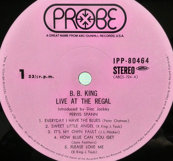 B.B. King - Live At The Regal (Vinyl, LP, Album, Stereo) Very Good Plus (VG+) / Very Good (VG)