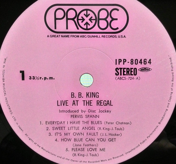 BB King - Live At The Regal (Vinyl, LP, Album, Stereo) Very Good Plus (VG+) / Very Good Plus (VG+)