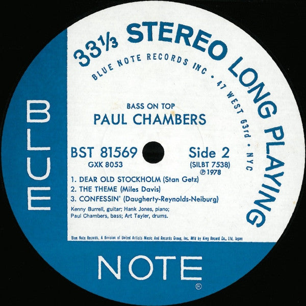Paul Chambers Quartet - Bass On Top (Vinyl, LP, Album, Stereo, Reis...