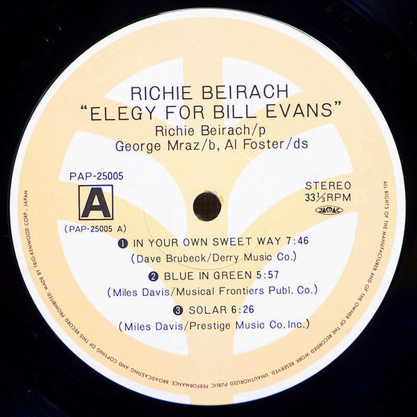 Richard Beirach - Elegy For Bill Evans (Vinyl, LP, Album)