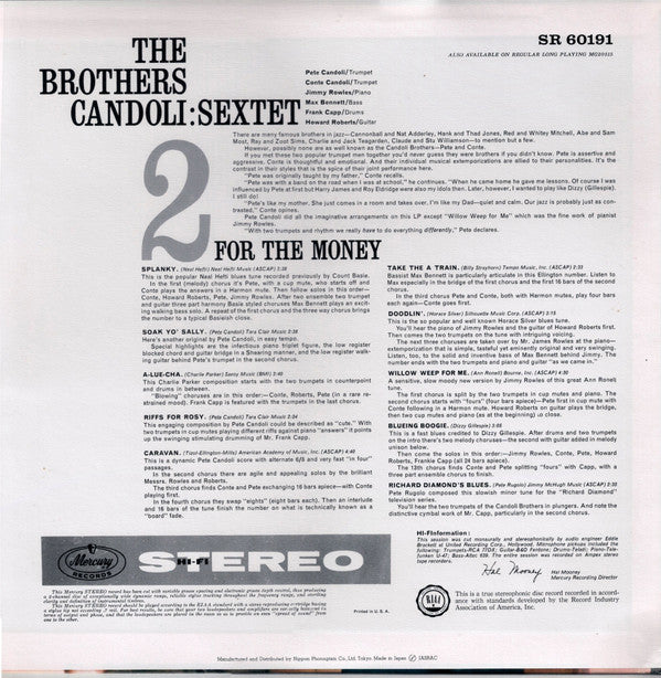 The Brothers Candoli: Sextet - Jazzin' Around!!! (Vinyl, LP, Album, Reissue, Stereo) Near Mint (NM or M-) / Near Mint (NM or M-)