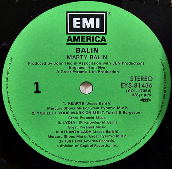 Marty Balin - Balin = Lovers (Vinyl, LP, Album, Stereo) Near Mint (NM or M-) / Very Good Plus (VG+)