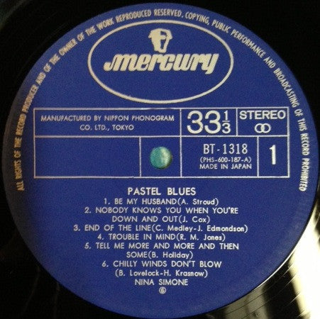 Nina Simone - Pastel Blues (Vinyl, LP, Album, Stereo, Reissue) Very Good Plus (VG+) / Very Good (VG)