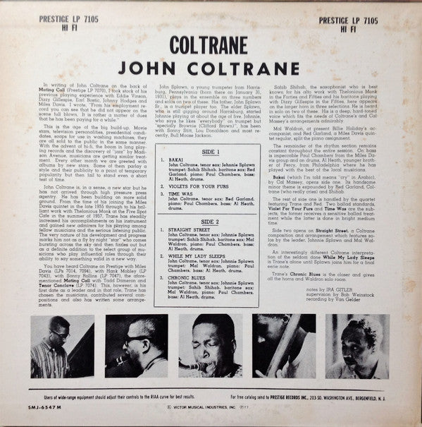 John Coltrane - Coltrane = コルトレーン (Vinyl, LP, Album, Reissue, Mono) Near Mint (NM or M-) / Very Good Plus (VG+)