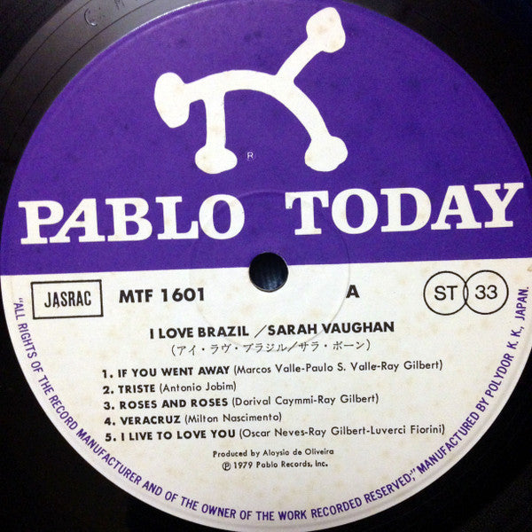 Sarah Vaughan - I Love Brazil! (Vinyl, LP, Album) Good Plus (G+) / Very Good (VG)