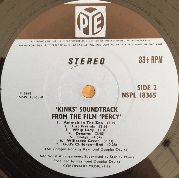 The Kinks - Percy (Vinyl, LP, Album, Stereo) Very Good Plus (VG+) / Very Good (VG)