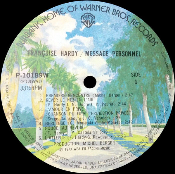 Françoise Hardy - Message Personnel (Vinyl, LP, Album, Reissue) Very Good Plus (VG+) / Very Good Plus (VG+)