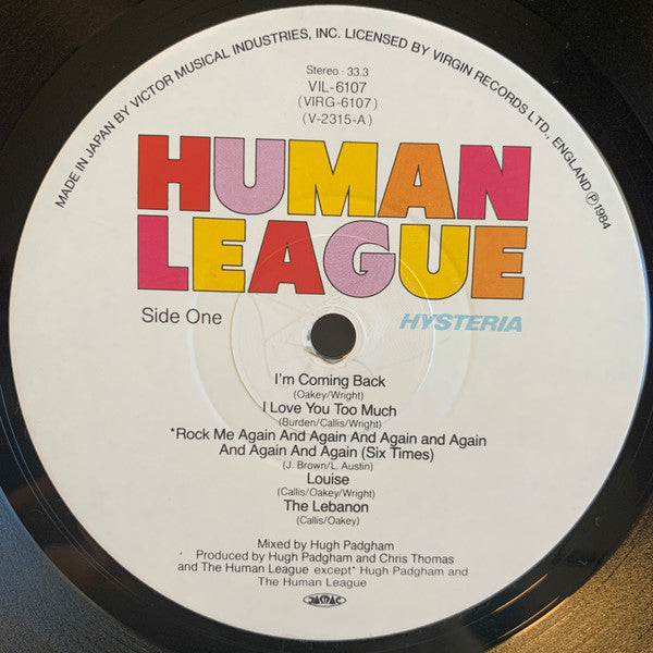 The Human League - Hysteria = Hysteria (Vinyl, LP, Album) Very Good Plus (VG+) / Very Good Plus (VG+)