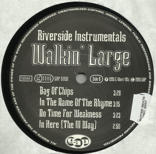 Walkin' Large - Riverside Instrumentals (Vinyl, LP) Good Plus (G+) / Good Plus (G+)