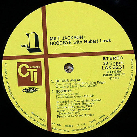 Milt Jackson - Goodbye (Vinyl, LP, Album, Limited Edition, Reissue,...