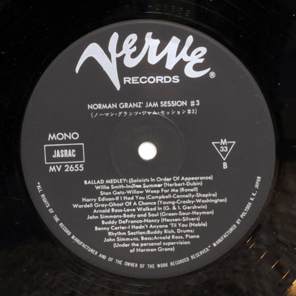 Various - Norman Granz' Jam Session #3 (Vinyl, LP, Album, Mono) Near Mint (NM or M-) / Very Good Plus (VG+)