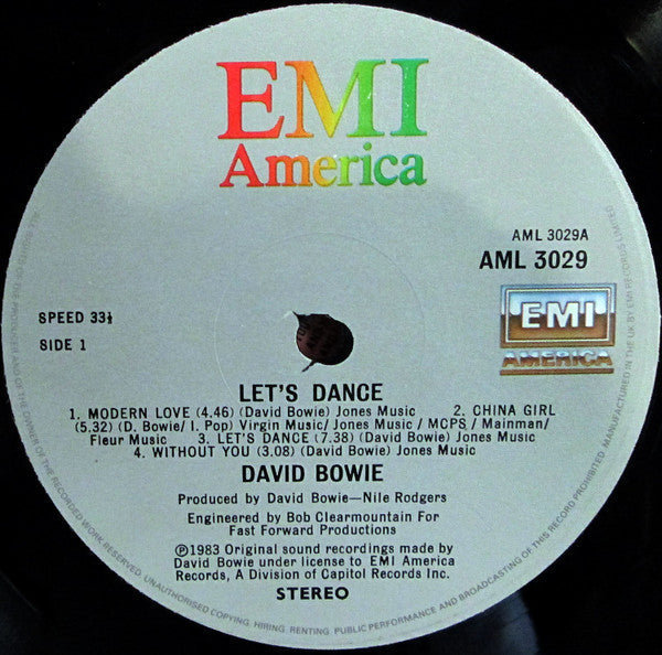 David Bowie - Let's Dance (Vinyl, LP, Album, Stereo) Very Good Plus (VG+) / Very Good (VG)