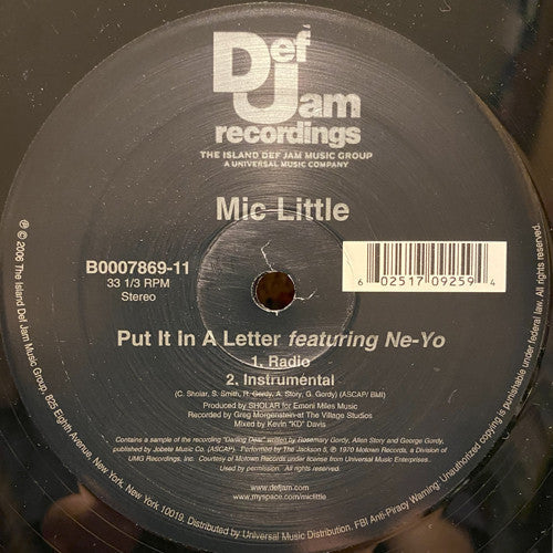 Mic Little - Put It In A Letter (Vinyl, 12", 33 ⅓ RPM) Good Plus (G+) / Generic