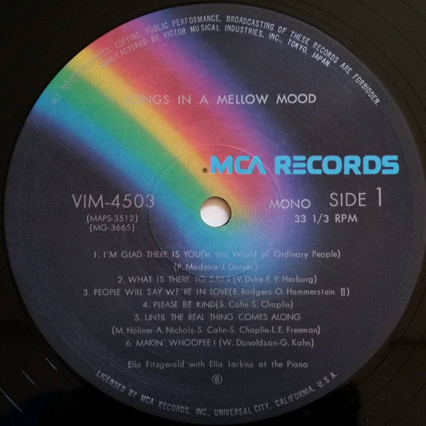 Ella Fitzgerald - Ella - Songs In A Mellow Mood (Vinyl, LP, Album, Reissue, Mono) Very Good Plus (VG+) / Very Good Plus (VG+)