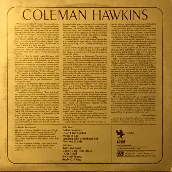 Coleman Hawkins - Hawk's Perch (Vinyl, LP, Compilation) Very Good (VG) / Very Good Plus (VG+)