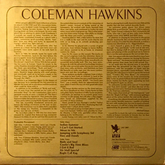 Coleman Hawkins - Hawk's Perch (Vinyl, LP, Compilation) Very Good (VG) / Very Good Plus (VG+)