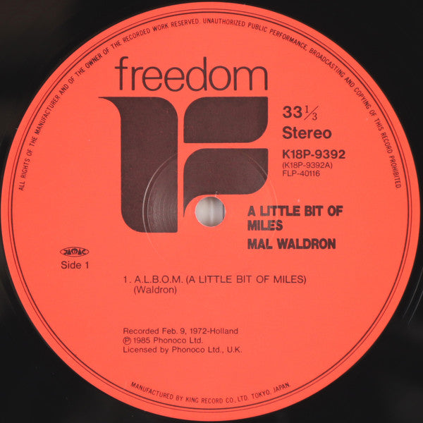 Mal Waldron - A Little Bit Of Miles (Vinyl, LP, Album, Reissue) Near Mint (NM or M-) / Good Plus (G+)
