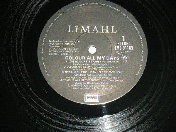 Limahl - Color All My Days (Vinyl, LP, Album) Very Good Plus (VG+) / Very Good (VG)