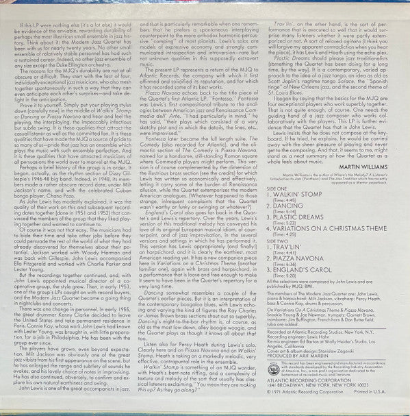 The Modern Jazz Quartet - Plastic Dreams (Vinyl, LP, Album, Stereo) Very Good Plus (VG+) / Very Good (VG)