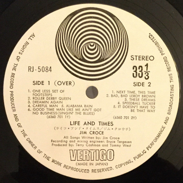 Jim Croce - Life And Times (Vinyl, LP, Album) Very Good Plus (VG+) / Very Good (VG)
