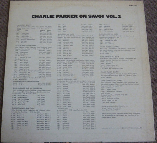 Charlie Parker - Charlie Parker On Savoy Vol. 2 (Vinyl, LP, Compilation, Reissue, Mono) Very Good Plus (VG+) / Very Good Plus (VG+)