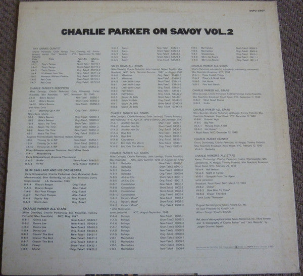 Charlie Parker - Charlie Parker On Savoy Vol. 2 (Vinyl, LP, Compilation, Reissue, Mono) Very Good Plus (VG+) / Very Good Plus (VG+)
