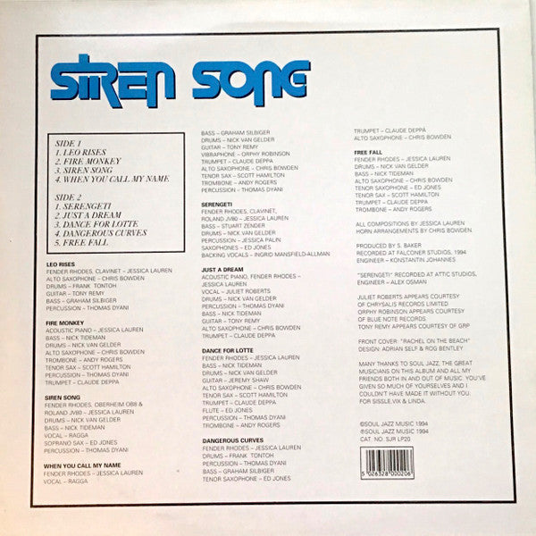 Jessica Lauren - Siren Song (Vinyl, LP, Album) Very Good (VG) / Very Good Plus (VG+)
