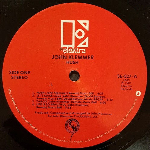 John Klemmer - Hush (Vinyl, LP, Album) Very Good (VG) / Good Plus (G+)