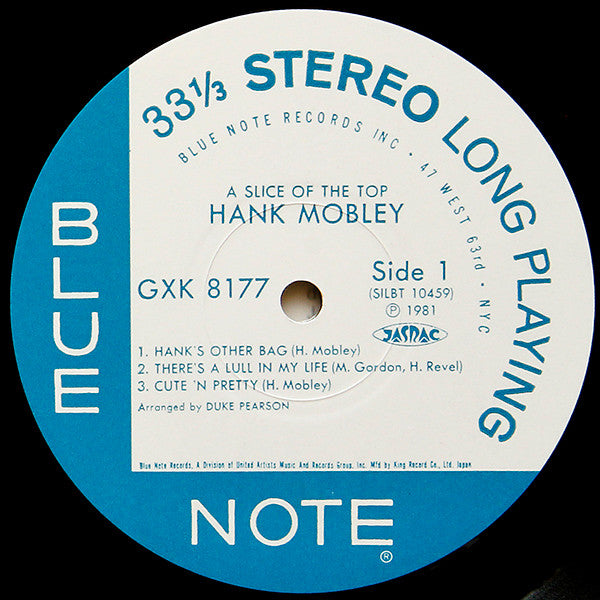 Hank Mobley - A Slice Of The Top (Vinyl, LP, Album, Reissue) Very Good Plus (VG+) / Very Good Plus (VG+)