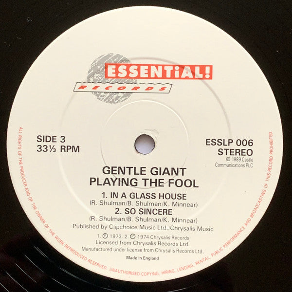 Gentle Giant - Playing The Fool (2xVinyl, LP, Album, Reissue) Very Good (VG) / Very Good (VG)