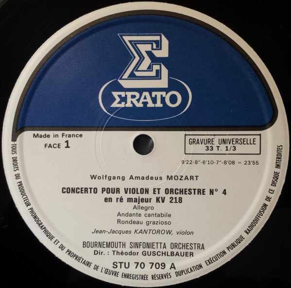 Wolfgang Amadeus Mozart - Deux Concertos Pour Violon (Vinyl, LP) Very Good Plus (VG+) / Very Good Plus (VG+)