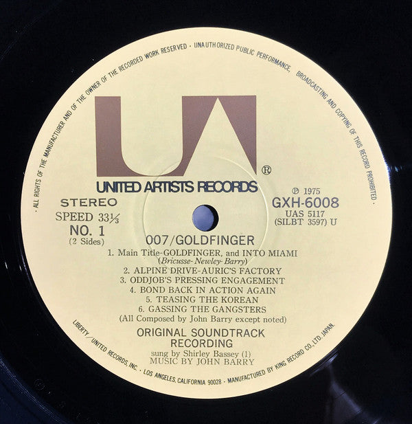 John Barry - Goldfinger (Original Motion Picture Sound Track) (Vinyl, LP, Album, Stereo) Very Good Plus (VG+) / Very Good Plus (VG+)