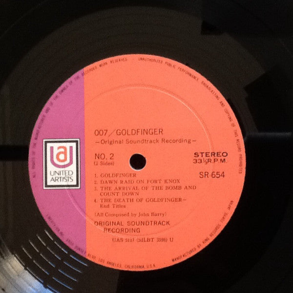 John Barry - 007／ゴールドフィンガー = Goldfinger (Original Soundtrack Recording) (Vinyl, LP, Album, Repress) Very Good (VG) / Very Good (VG)