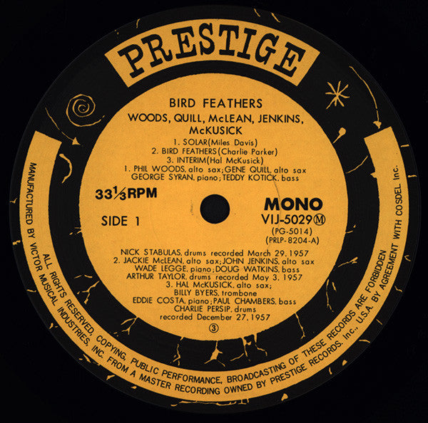 Phil Woods - Bird Feathers (Vinyl, LP, Album, Mono, Reissue) Very Good Plus (VG+) / Very Good Plus (VG+)