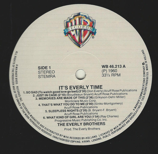 Everly Brothers - It's Everly Time! (Vinyl, LP, Album, Reissue, Stereo) Very Good Plus (VG+) / Very Good (VG)