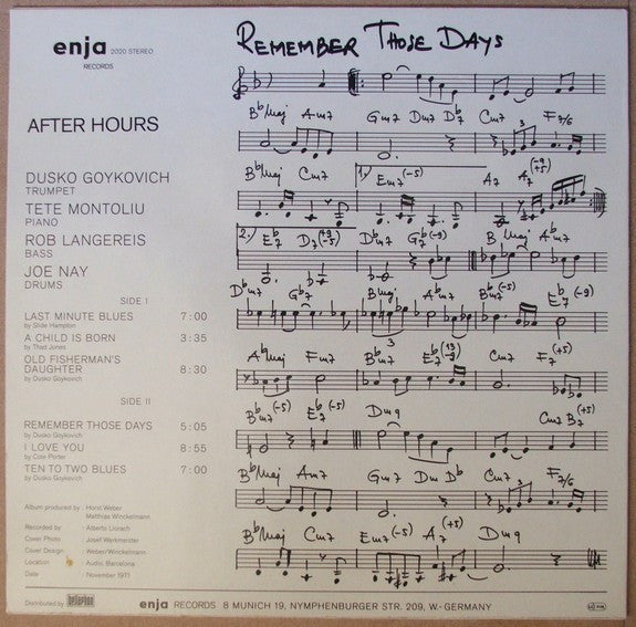 Dusko Goykovich - After Hours (Vinyl, LP, Album, Reissue) Very Good (VG) / Very Good Plus (VG+)