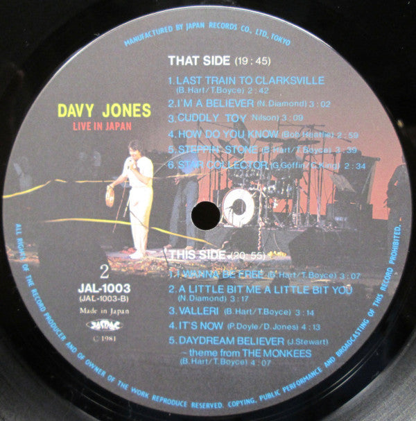 Davy Jones - Live In Japan (Vinyl, LP, Album) Very Good Plus (VG+) / Very Good Plus (VG+)
